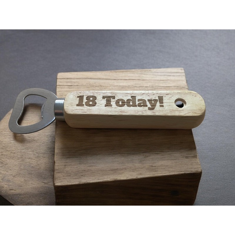Ashton and Finch 18th Birthday Wooden Bottle Opener – Engraved
