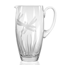 Rolf Glass Dragonfly Pitcher | Large 84.75oz Glass Pitcher | Lead-Free Glass | Easy Pour Spout and Handle | Engraved Nature-Inspired Design