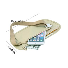 Kovek Travel Money Belt & Passport Holder, Hidden Travel Wallet, Blocking Travel Pouch to Protect Cash, Credit Cards and Travel Documents, Slim Travel Wallet & Fanny Pack for Men and Women, Beige,