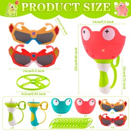 Muyohix Outdoor Games for Children from 3-10 Years, 2 Packs Flying Saucer Launcher with Sunglasses, Garden Toy for Children from 4-8 Years, Propeller Toy Gifts for Garden