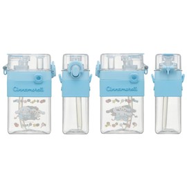 Skater PSQW6-A Square 2-Way Bottle, Water Bottle, 20.3 fl oz (600 ml), Straw, Direct Drinking, With Cover, Includes Shoulder Belt, Sanrio Cinnamoroll, Big Ribbon, Girls