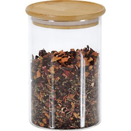 KESPER Storage Container 800ml with Bamboo Lid - Airtight, Elegant Design for Fresh Food Storage, Glass with Bamboo, 10cm Diameter, 15cm Height, 38009