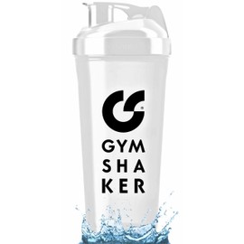 GYMSHAKER Protein Shaker 800 ml - Honeycomb Structure Strainer for Creamy Protein Shakes - Leak-proof & BPA Free - White