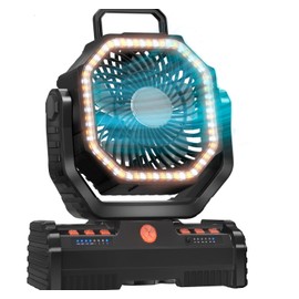 EEIFO Camping Fan,Portable Fan with LED Lantern Light,Cool white & Warm White Dimmable Fans, Oscillating Fan with 360° Rotation Hanging Hook for Tents, Cordless USB Desk Fan(Black Color)