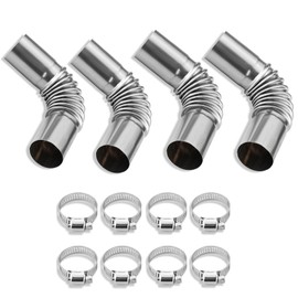 4 PCS Diesel Heater Exhaust Pipe,Stainless Steel 24mm Exhaust Connector for Bent air Diesel Heater 8 Clamps, for Diesel Boat Heater Car Accessories 13cm Exhaust Pipe