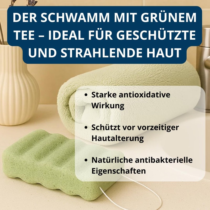 Organic Konjac Sponge for Body in Conjunction with Green Tea