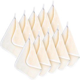 LINKPEACE 10 Packs Exfoliating Face and Body Wash Cloths Towel Weave Soft Bath Cloth Exfoliating Scrub Cloth Massage Bath Cloth for Women and Men (White Edge)