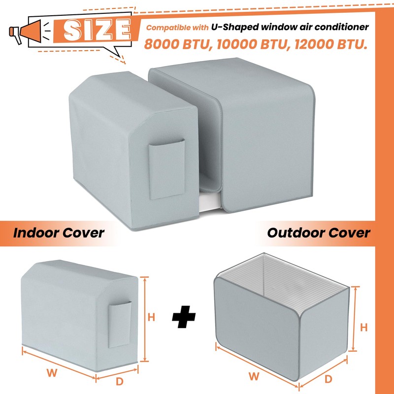 GCGOODS U-Shaped Air Conditioner Cover Set, Outdoor Air Conditioner Cover
