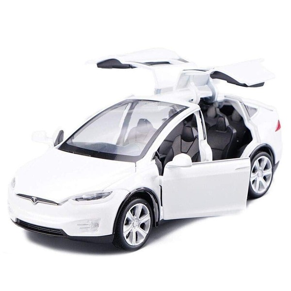 ANTSIR Car Model X 1:32 Scale Alloy diecast Pull Back Electronic Toys with Lights and Music,Mini Vehicles Toys for Kids Gift (White)