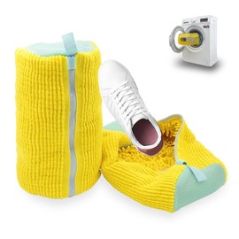 Shoe Wash Bag Washing Machine - Shoe Bag Washing Machine with Zip Shoe Wash Bag with 360° Cleaning Fluff Reusable Shoe Wash Bag for All Shoe Types and Sizes (2 Pieces)