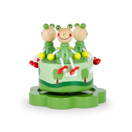 Mousehouse Gifts Music Box for Babies - Wooden Musical Green Frog Playing Pop Goes the Weasel Gift for Baby Boy or Girl