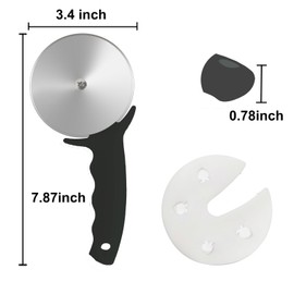 HELEERON 3" Pizza Cutter Wheel, Stainless Steel Pizza Cutter with Cover, Super Sharp Pizza Slicer-Dishwasher safe,Smooth Rotating Pizza Wheel Safe with Ergonomic Handle-Black