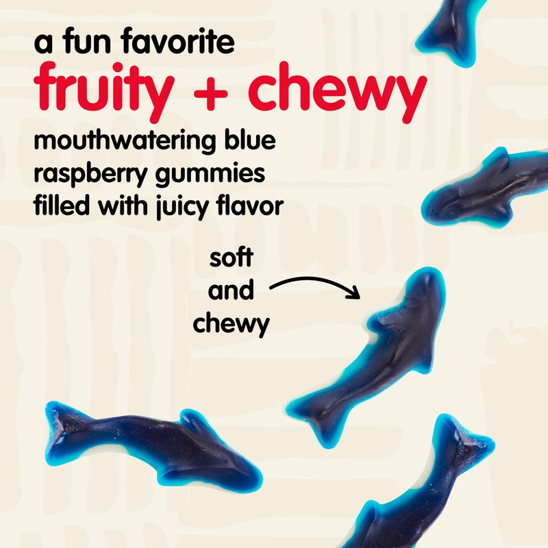 Snak Club Gummy Sharks Candy, Blue Raspberry Fruit Flavored Candy
