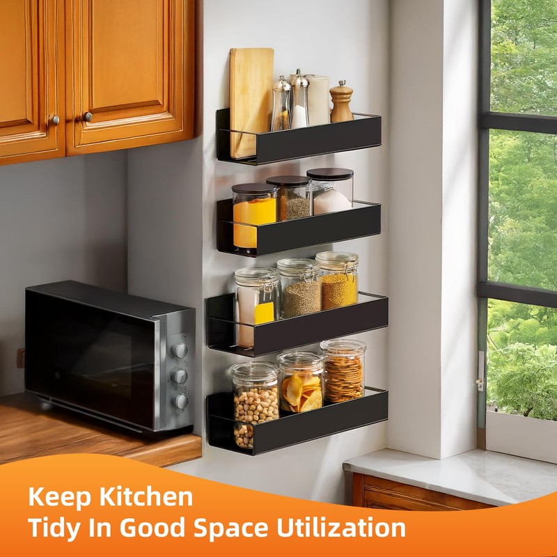 SYLLENHOD Spice Rack Wall Mount: 4 Packs Oversize Pantry Organization