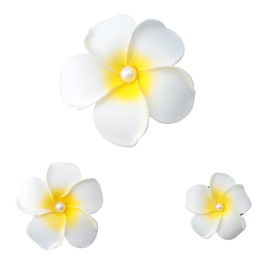 Sowaka 3 Pcs Plumeria Flower Hair Clip with Pearl Multi Size White Hawaiian Foam Hair Accessories for Women Girls Beach Bridal Wedding Party Headpieces Decoration (White)