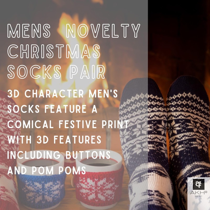 AKH® Festive 3D Character Men's Christmas Socks | Novelty Patterned