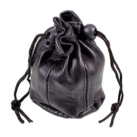 Small Black Drawstring Pouch Change Coins Wrist Mens Ladies AR