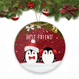 Christmas Ornaments Christmas Tree Decorations Ceramic Ornament Best Gifts for Christmas 2.95in - Cute Christmas Penguin Best Friend