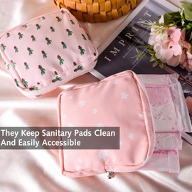 Luxiremi 2Pcs Sanitary Pad Storage Bag, Large Period Holder Bag Portable Pad Storage Bag Period Kit Sanitary Pad Holder Period Pouch with Zipper Menstruation First Period for Women Girls