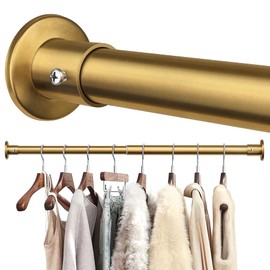 Closet Rods For Hanging Clothes, 17-40 Inch Adjustable Closet Rod, Stainless Steel Heavy Duty Closet Hanging Rod-Gold