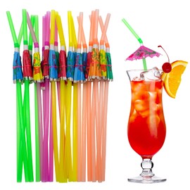 BLUE TOP 100pcs Umbrella Drink Straws 9.45 Inch Assorted Colors, Fancy Mini Paper Umbrella Drink for Cocktail,Milkshake,Juice,Great for Valentine's Day Beach Party,Hawaiian Party,Luau Party,Bar