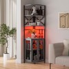 Aufvolr Wine Bar Cabinet with Power Outlet, 6-Tiers Industrial Wine
