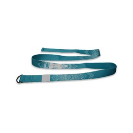 Yoga World Yoga Strap - Stretch Belt for Flexibility Training, Pilates, Exercise, Fitness, Physical Therapy - Thick Organic Cotton - for Studio & Home - D-Ring Metal Buckles 1.8m (Turquoise White)