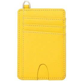 FEITH&FELLY Slim Minimalist Front Pocket Wallet RFID Blocking Credit Card Holder for Men & Women, Saffiano Yellow, Classic