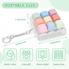 Netholid Colorful Keyboard Fidget Toys for Adults Mechanical Button Keyboard Clicker Keychain for Work Stress Relief Anxiety (9IN1-Style A)