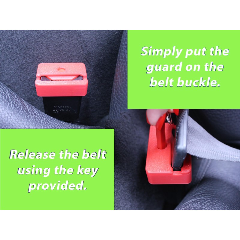 Decoralin Seatbelt Buckle Guard – Red Safety Cover with Keychain