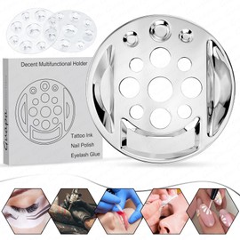 Guapa Multifunctional Cup Holder for Tattoo, Nail Art, & Eyelash Extensions – Non-Slip, Durable Organizer for Pigments, Brushes, and Tools (Silver)