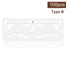 Disposable Eyebrow Ruler Stickers for Microblading & Permanent Makeup – Precision Adhesive Brow Mapping Tool for Tattoo Artists & At-Home Use – Eyebrow Measurement Stencil for Shaping (100Pcs B Type)