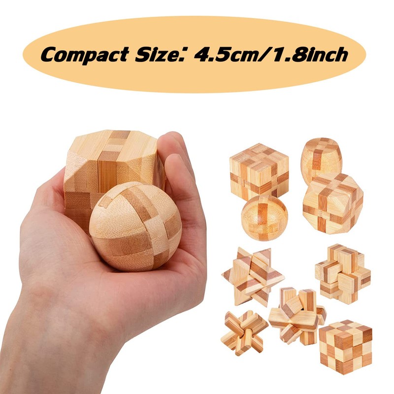 VolksRose 15pcs Wooden Brain Teaser Puzzles, IQ Challenge Puzzle Games,