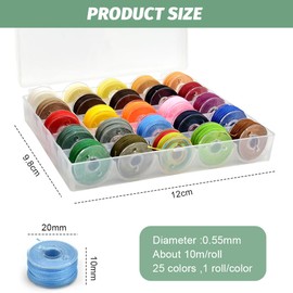 CAREDGO Waxed Cotton Cord 0.55 mm x 10 m Wax Cord 25 Rolls Waxed Polyester Cord Wax Thread Colourful Waxed Cord Jewellery Band Cord Hand Sewing Thread for DIY Jewellery Making