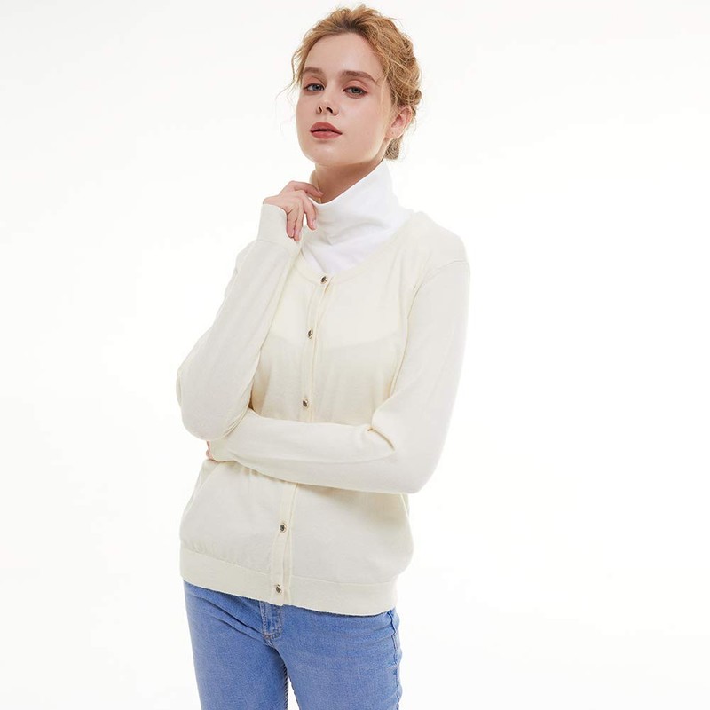 Shinywear Fake Dickies Women's Detachable Collar Turtleneck Mock Turtleneck, White