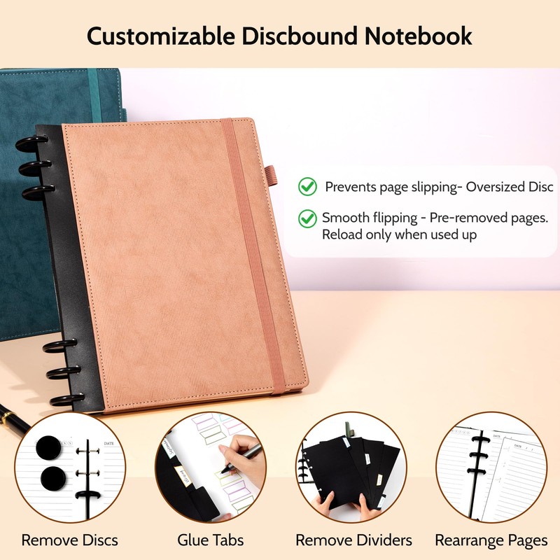 Yoment Refillable Notebooks for Work 5 Subject with Removable Dividers