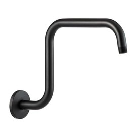 OFFO Shower Head Extension Arm 13 in, S Shaped High Rise Extender with Flange Shower Head Pipe Arm, Matte Black
