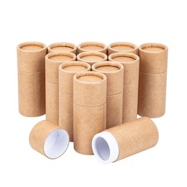 BENECREAT 12 Pcs 10ml Wood Color Kraft Paper Tubes Kraft Tubes with Lids Colored Pencil Box Tea Bottle Coffee Bean Gift Packaging Storage Container for Packaging