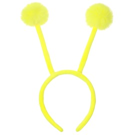 CHEU antenna headband costume as bee, snail, ant, insect props with bendable plush pom pom bopper (yellow)