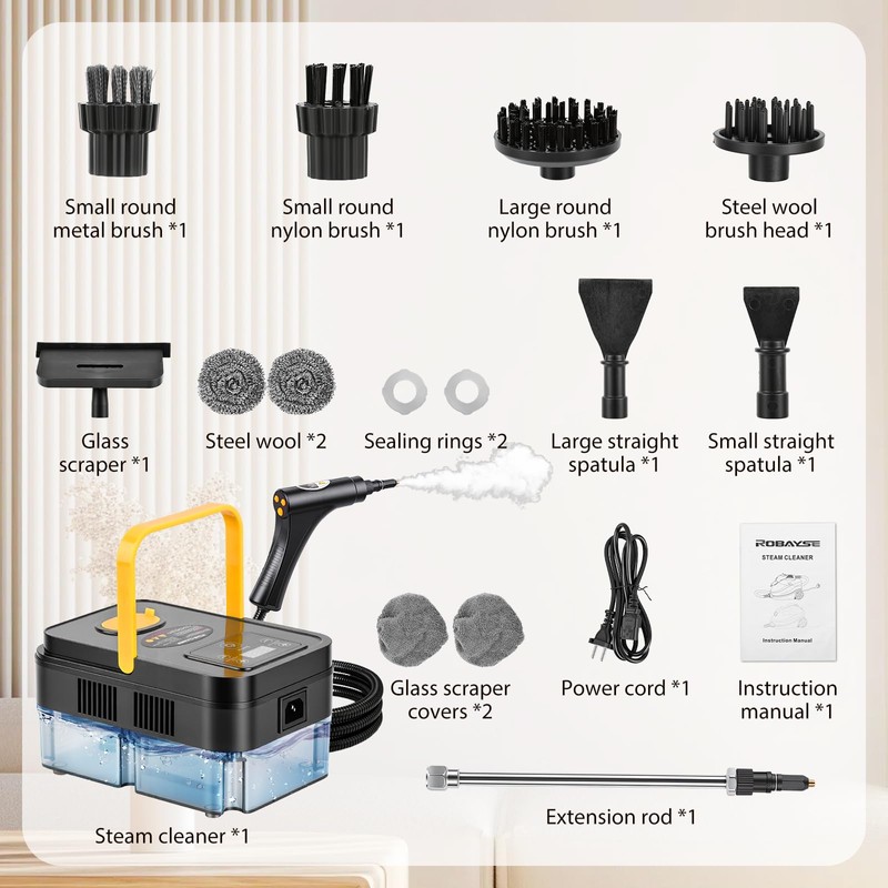 Steam Cleaner 1500W – 15s Fast Heat, Handheld Multi-Surface Steam