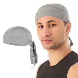 BIBITI Bandana Men's Durag Men Sun Protection Summer Pirate Headgear Women's Bicycle Sports Hat Pirate Scarf Headscarves for Adults Sports Hiking Pirate Motorcycle Head with Bandanas Head Scarf, gray