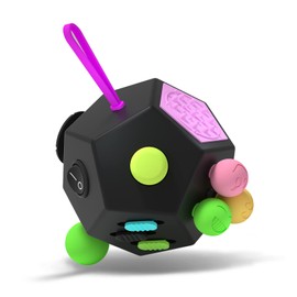 Fidget Dodecagon –12-Side Fidget Toys Cube Relieves Stress and Anxiety Anti Depression Focus Travel Toy Cube for Children and Adults Stocking Stuffers Gifts Idea (B2 Black Colorful)