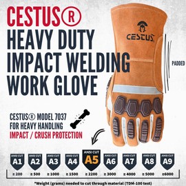 Cestus Weldtech Pro, Top Grain Leather Impact Welding Glove, Cut Resistant, EN388 3X43EP (Brown, 1 Pair) (3X-Large)