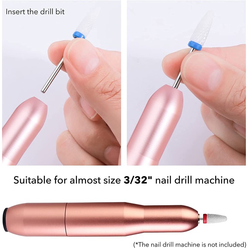 Homeet 10Pcs Ceramic Nail Drill Bits Attachments Professional Nail Cutter
