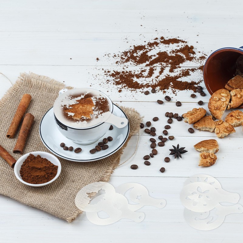 NILLOS Latte Art Template, 16 PCS Coffee Decorating Stencils for