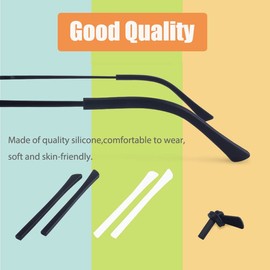 UPIONIC Replacement Glasses End Tips, Anti-Slip Silicone Ear Sock Pieces Tube Sleeve Eyewear Temple Tips for Thin Metal Eyeglass Legs(Black/Blue,10pairs)