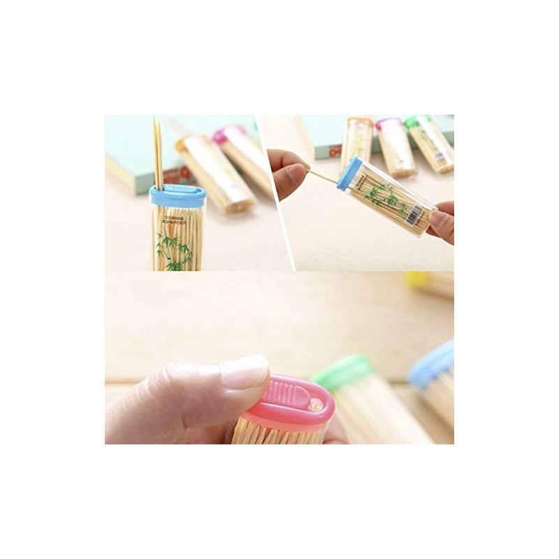 100approx Wooden Dental Tooth Picks Bamboo Toothpicks Portable Case Oral