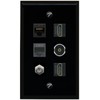 RiteAV CAT6 Coax 2 HDMI Phone TOSLINK Flat/Solid Wall Plate [Black]