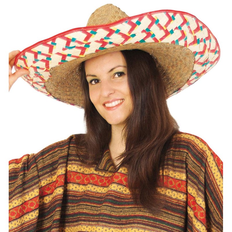 KarnevalsTeufel.de Sombrero Size 58 cm Colourful Mexican Mexican Hat Poncho