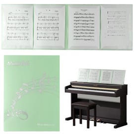 Writable Sheet Music File, Sheet Music File, 4 Colors, 4 Pages, Holds 6 Sheets, A4 Size, Writable, Anti-reflection, Piano, Direct Modification, Easy to Use, Music Holder (Green)